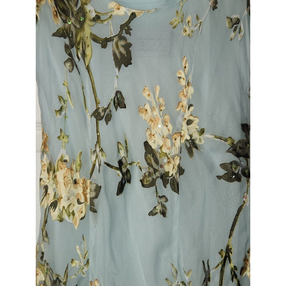 Alex Evenings Y2K Dress Fairy Floral Vintage Beaded Asymmetric Size 8 Silk Blue - Picture 10 of 16